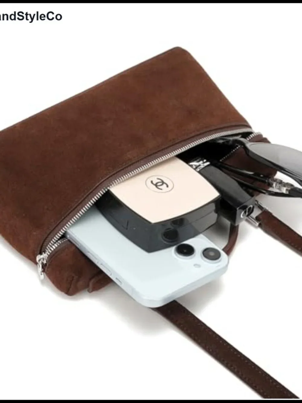 Women's Real Suede Leather Crossbody Bag with Top Handle, Shoulder Strap